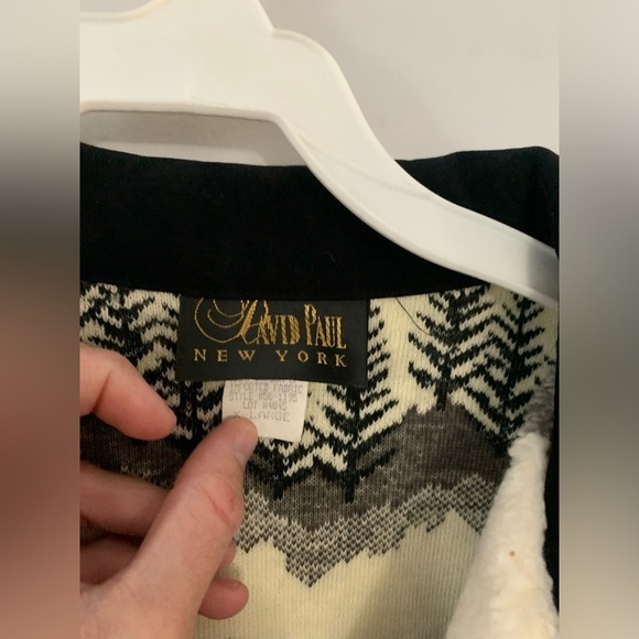 VTG Teddy Jacket David Paul New York Sherpa Soft Black White Mountains Hippie M - Picture 4 of 8